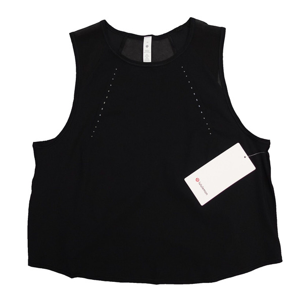 New Lululemon Size 10 Black Sculpt Cropped Tank Lightweight Reflective Details - Picture 1 of 7